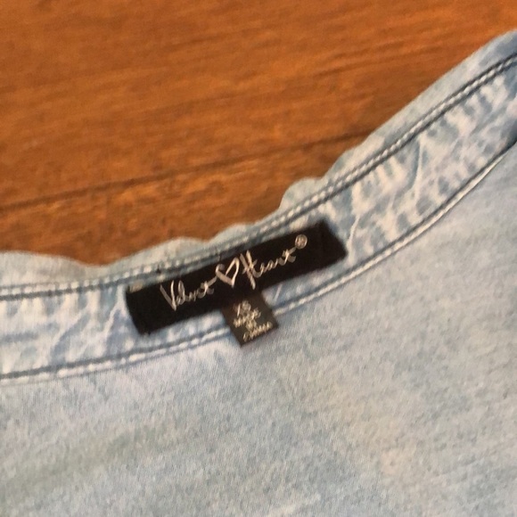 Chambray Belted Popover Boho Shirt Dress XS - Picture 3 of 7